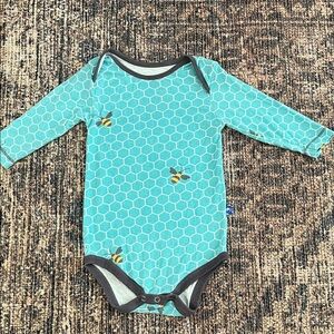 Kickee Pants Bamboo Teal Honeycomb Bee Bodysuit